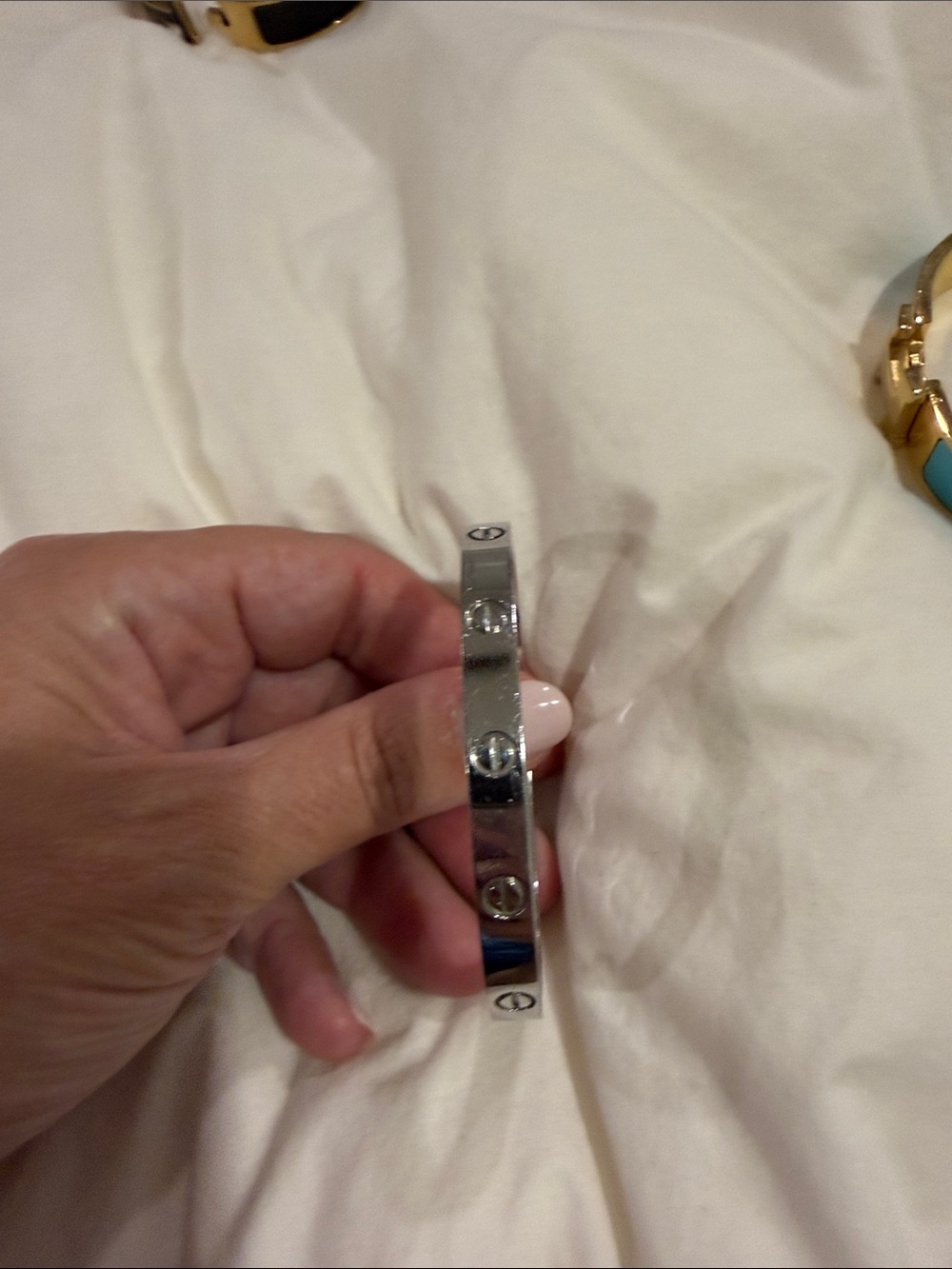 Silver Screw Motif Smart Bracelet - Silver